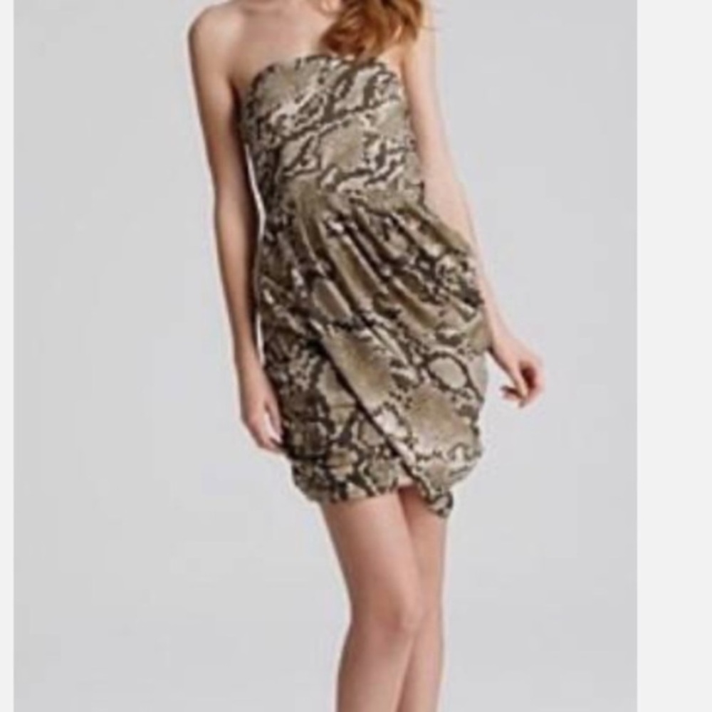 Michael Kors Gorgeous Strapless Snake Print Dress